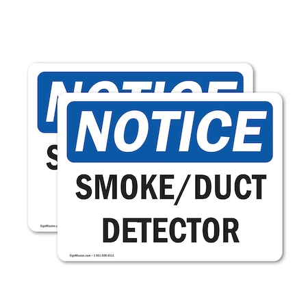 Signmission Smoke Duct Detector, 10 in W x Rectangle, Vinyl Decal OS-2PACK-NS-D-710-L-18349
